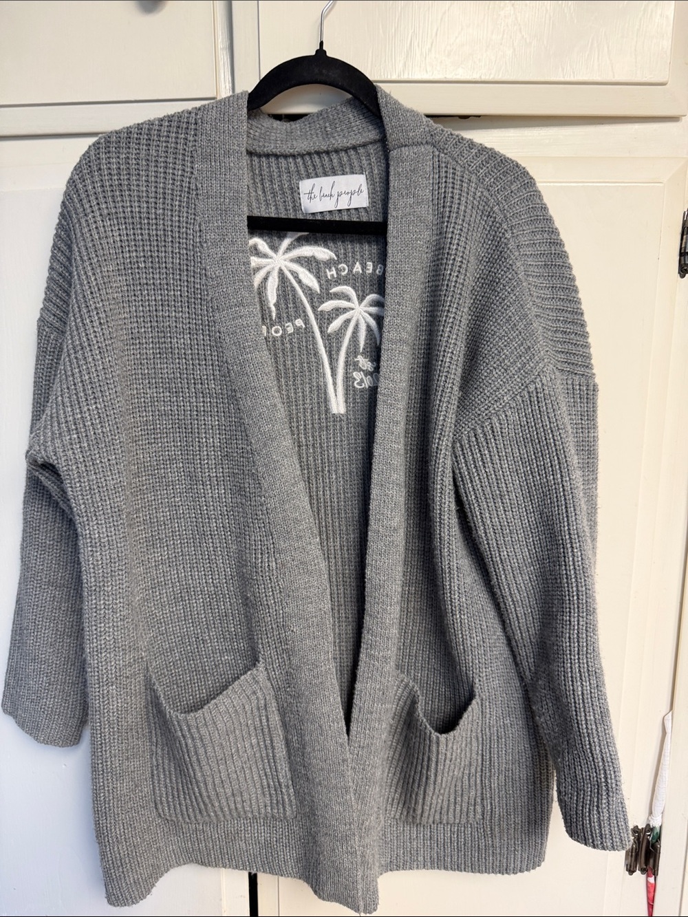 Light Gray Open-Front Ribbed Cardigan - The Lake People